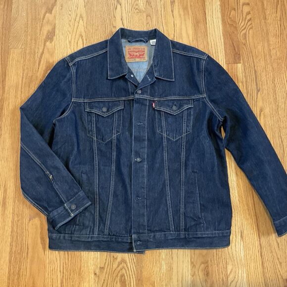 Levi's XXL Signature Denim Jean Jacket Button Up Trucker Coat Mens Red Tag - Picture 1 of 9